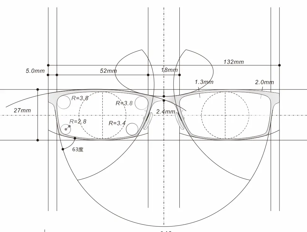 Technical drawing review for an OEM sunglasses project